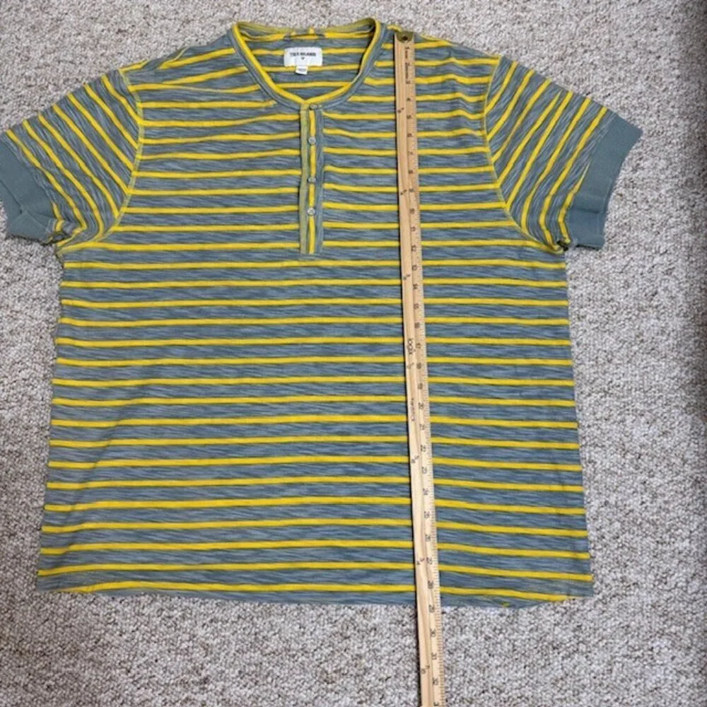 True‎ Religion Shirt Mens  XXXL Yellow Gray Henley